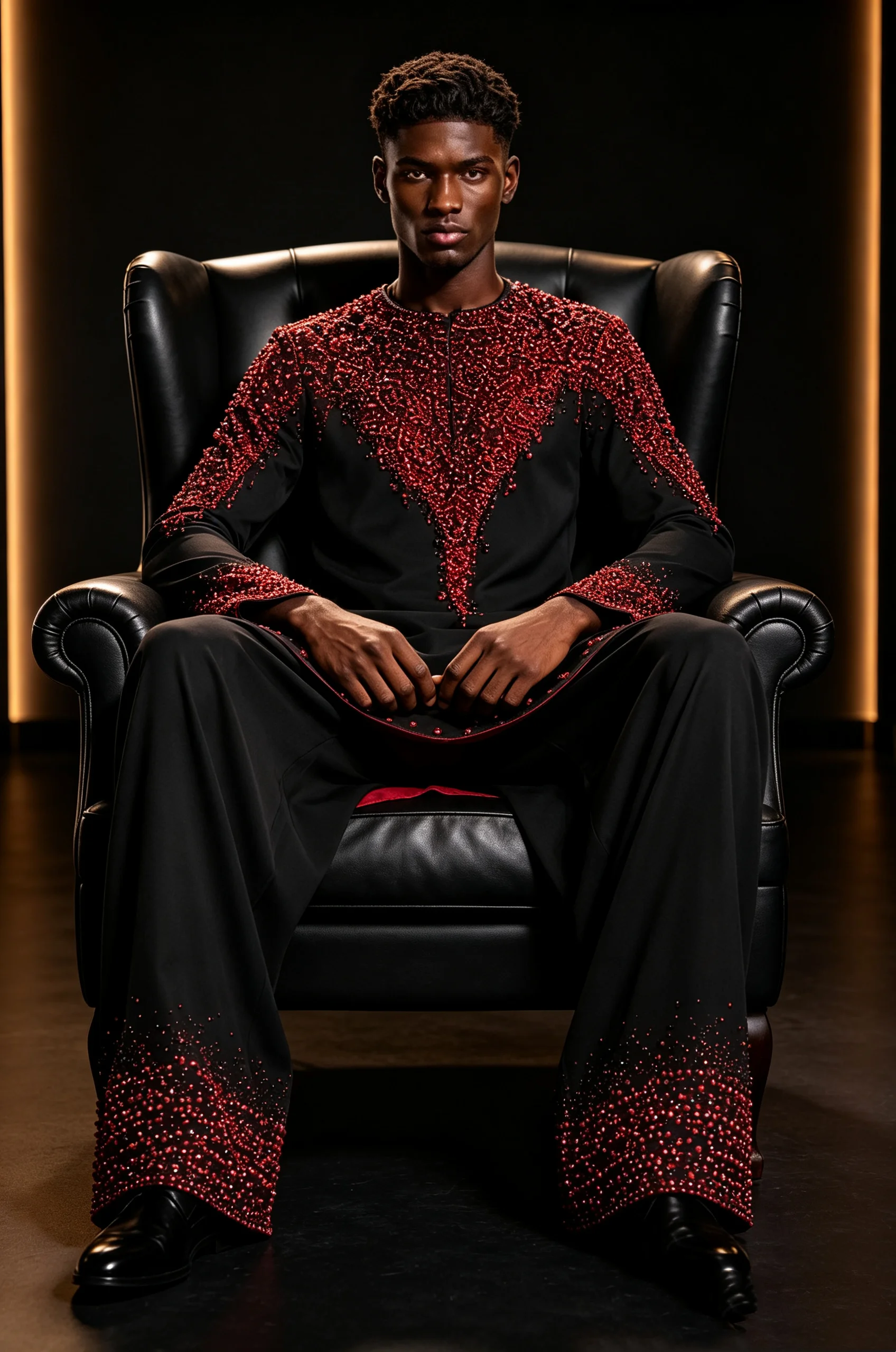 Luxury Red Pearls Men Suit Set - Men Formal Wear Red review and price