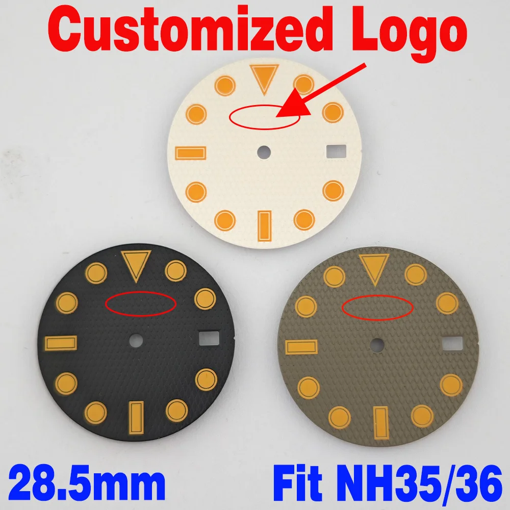 

New 28.5mm Watch Dial Custom LOGO Laser Printed Logo/Name Watch Dial DIY NH35 Watch Dial NH35 Case Suitable for NH35/36 Movement