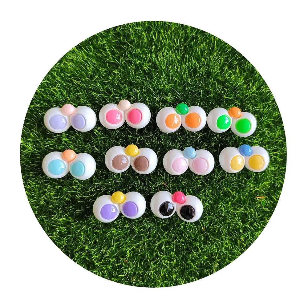 Cabochons en résine à dos plat pour bijoux, embellissements colorés, yeux de beurre, perles de slime, dessin animé mixte, grands yeux, résultats exécutifs