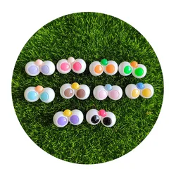 Mixed Cartoon Big Eye Flatback Resin Cabochons Embellishments Colorful Doll Eye Slime Beads For Jewelry Making Findings