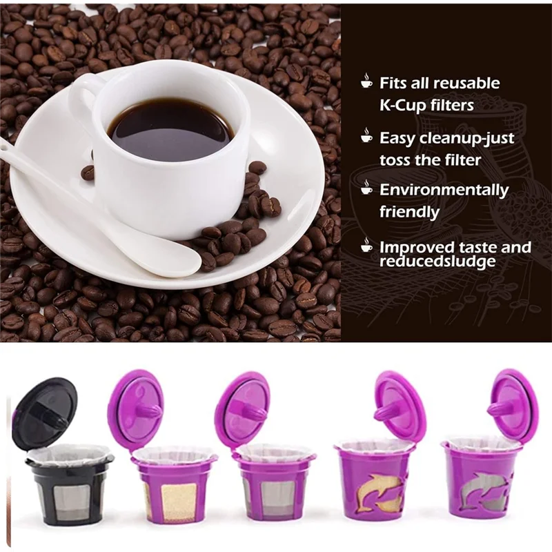 ABVI-For Keurig Single Brewer Reusable Cups, For K-Cup Coffee Fits All Brands Disposable Paper Coffee Filters