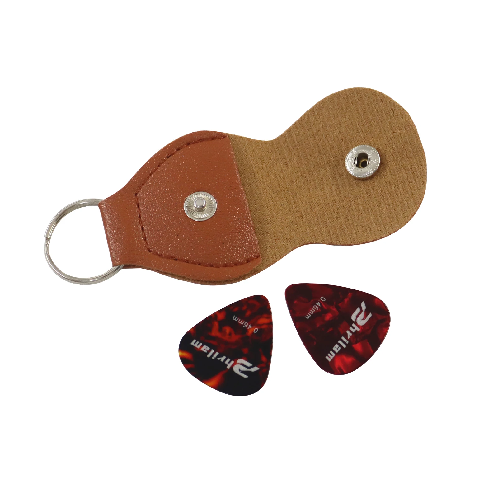 PHRILAM Leather Guitar Pick Holder Keychain Case Bag Plectrum Key Fob for Guitar Players Gift with 2 Random Color 0.46Picks view 4