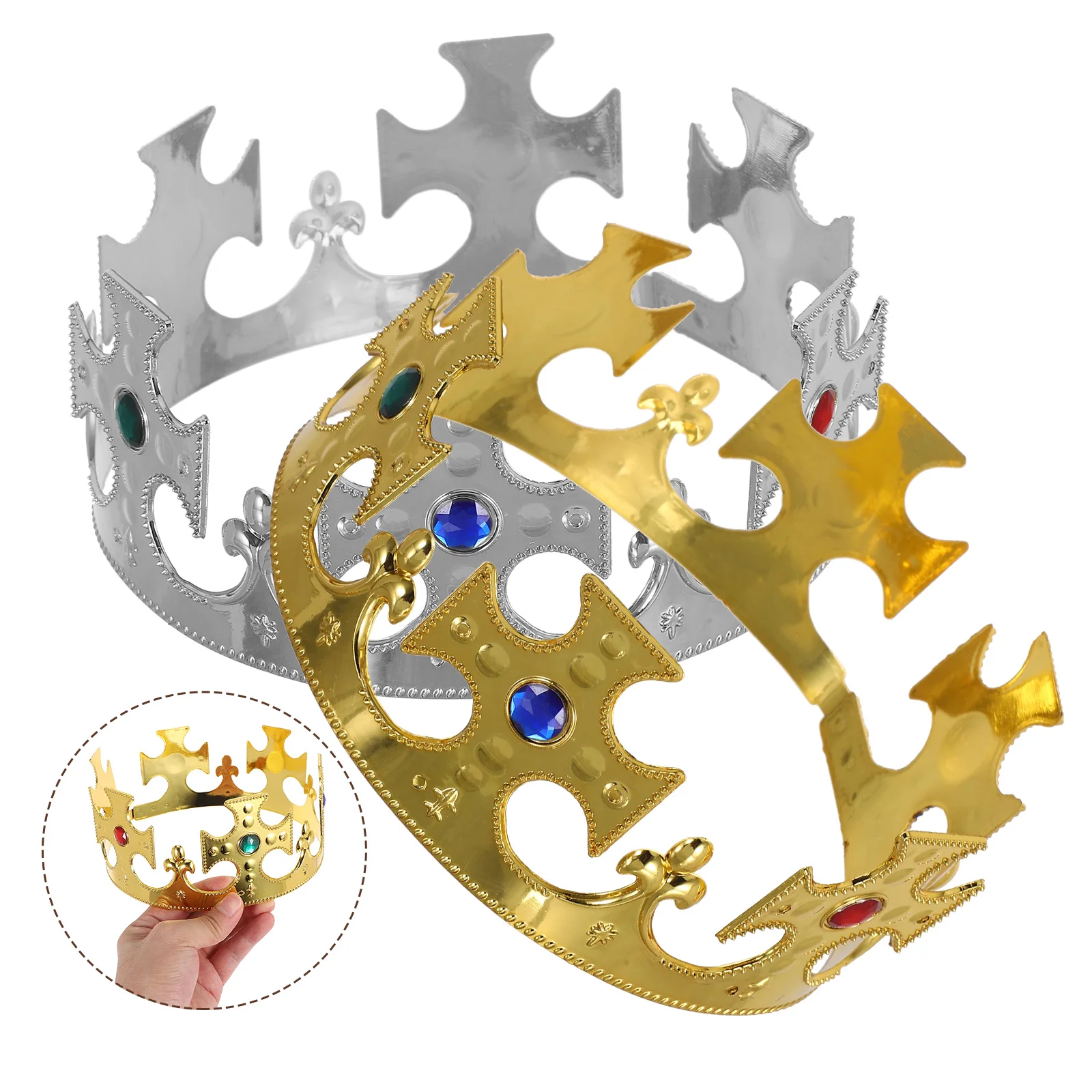 

2pcs Birthday Kids Prince Crown Hats Glitter Party Decoration For Children Toddler Fancy Dress Up Wedding Shower Graduation