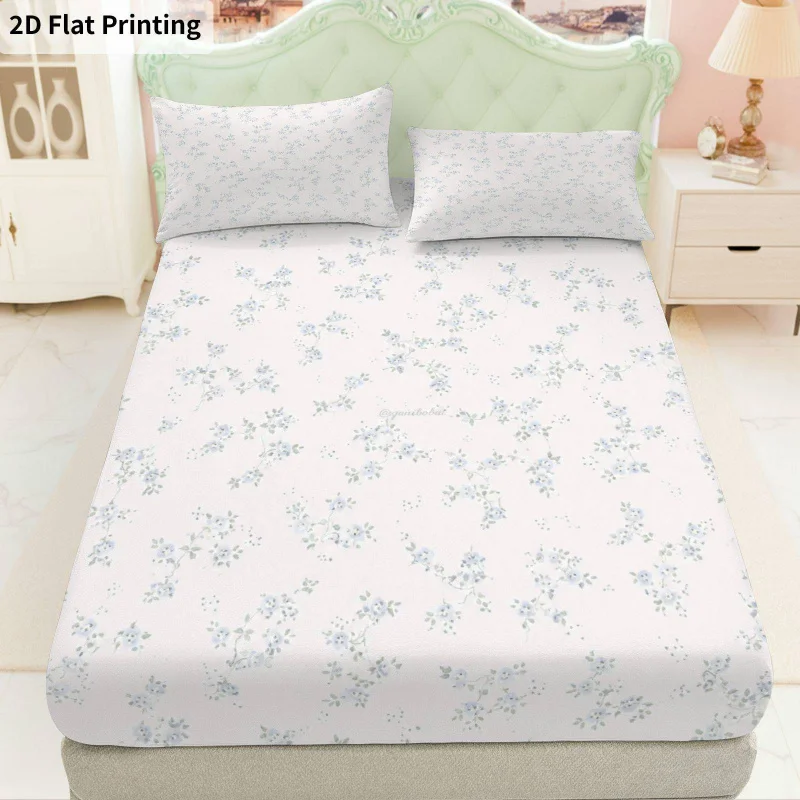 3Pcs Floralpastel Fitted Sheet Three Piece Set (1*Fitted Sheet + 2*Pillowcases, Coreless), Bedding Set.