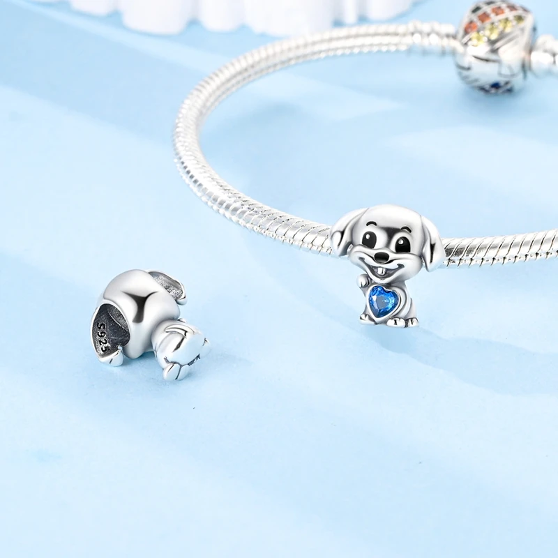 

925 Sterling Silver Heart Hugging Puppy Charm Bead Fit Original Bracelet DIY Women Exquisite Birthday Anniversary Jewelry Gifts