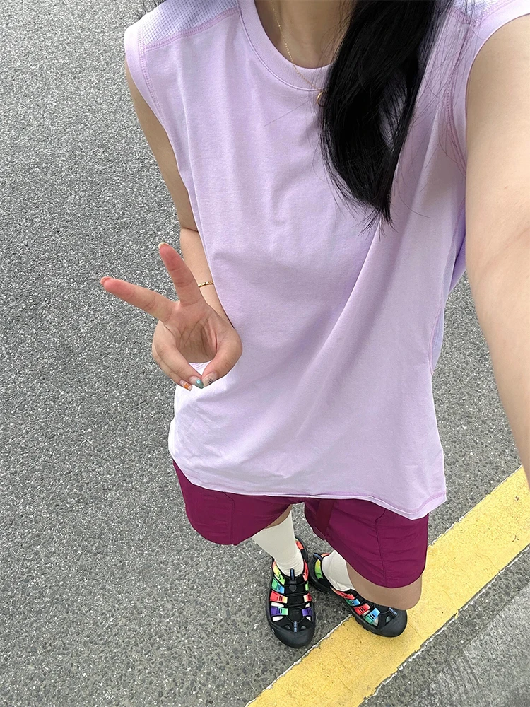 Chaleco deportivo de seda de hielo seco Qui para mujer, camiseta de verano al aire libre para correr por la mañana, camiseta de Svel, Top transpirable