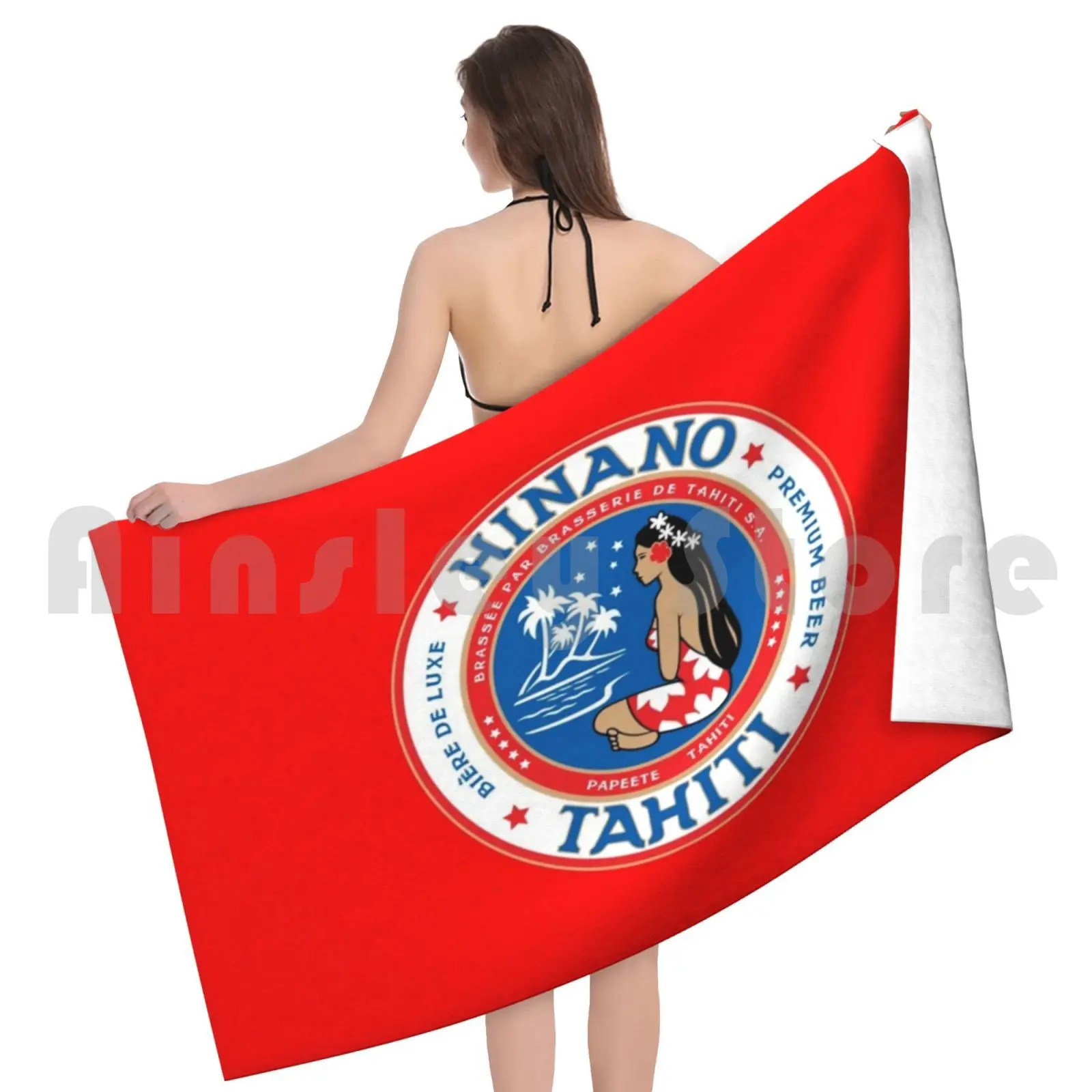 Hinano Tahiti asciugamano personalizzato asciugamano da bagno birra birrificio bevande Tahiti Islands Brew Breweriana bevande tropicali