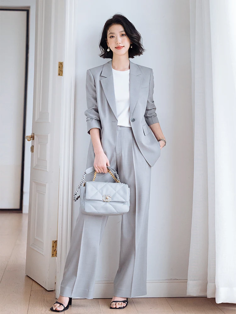 

Летний повседневный женский костюм Diisia: свободный, стройнящий, элегантный, в западном стиле, с длинными рукавами, однотонный