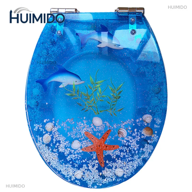 Beautiful Resin Toilet Seat Cover Stainless Steel Slow Down Toilet Cover Mute Thickened U/V/O Universal tapa de baño wc