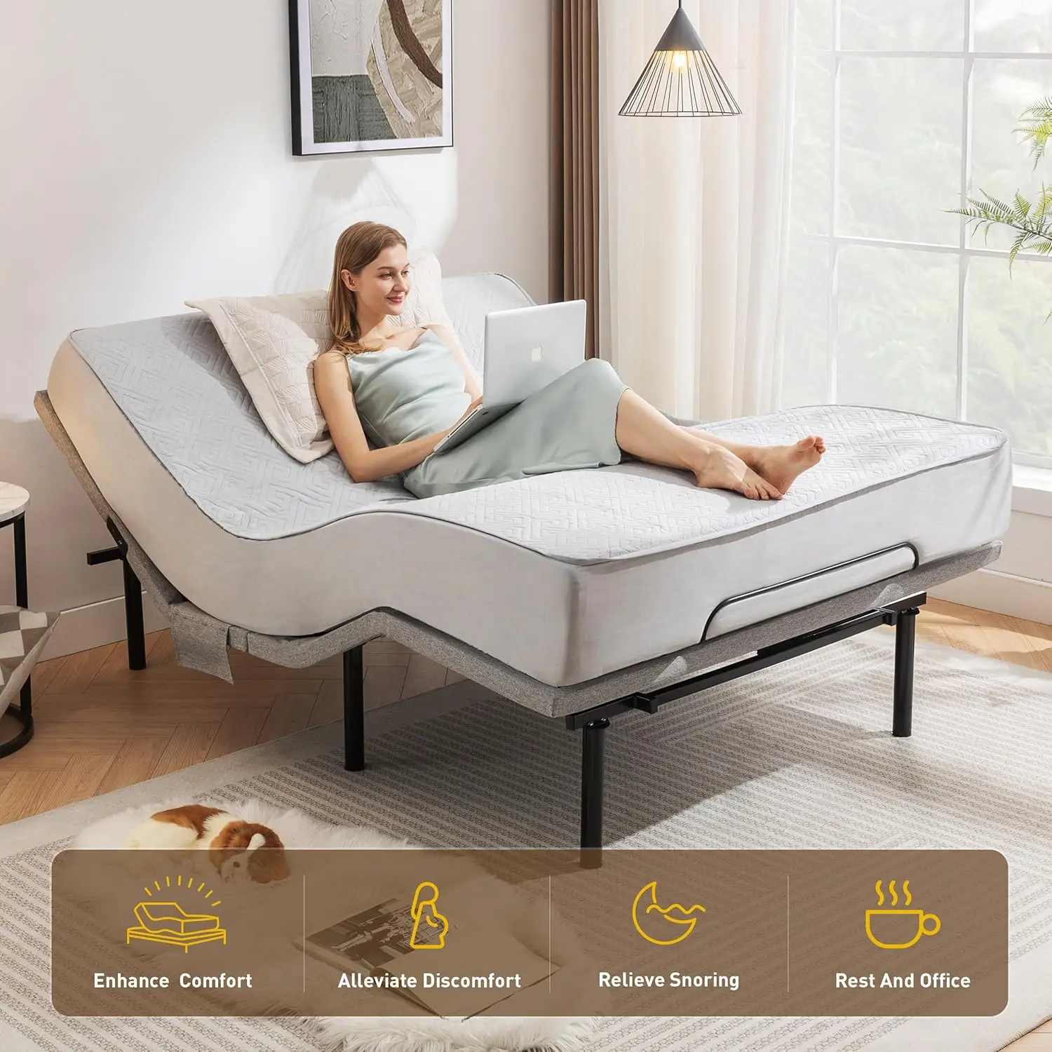 Adjustable Bed Frame Queen,Adjustable Bed Base with Massage,Zero Gravity Electric Bed with Wireless Remote,Head and Foot Incline image 5