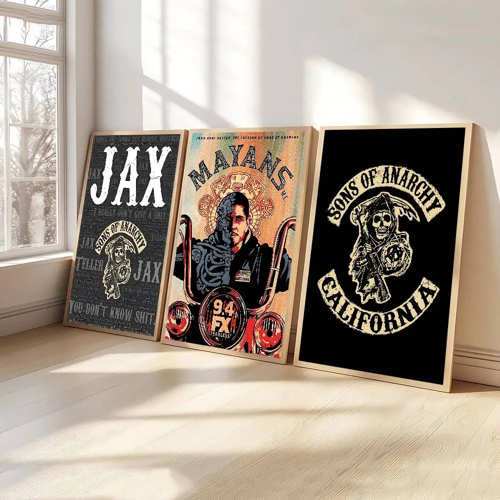 S-Son O-Of Anarchy Self-adhesive Art Poster Retro Kraft Paper Sticker DIY Room Bar Cafe Stickers Wall Painting