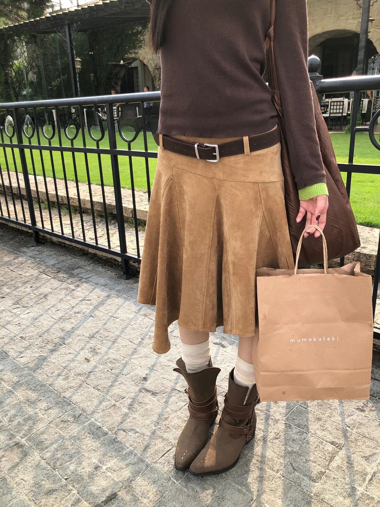 

Red Celebri A-Line Skirt Women's Autumn Winter Khaki Suede Skirt Low Waist Commute Sle Simple Design Daily Wear