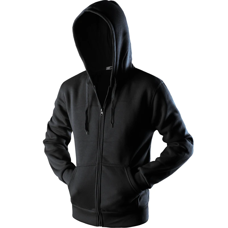 New  Plain Mens Zip Up Hoody Jacket Sweatshirt Hooded Zipper male Top Outerwear Black Gray Boutique men