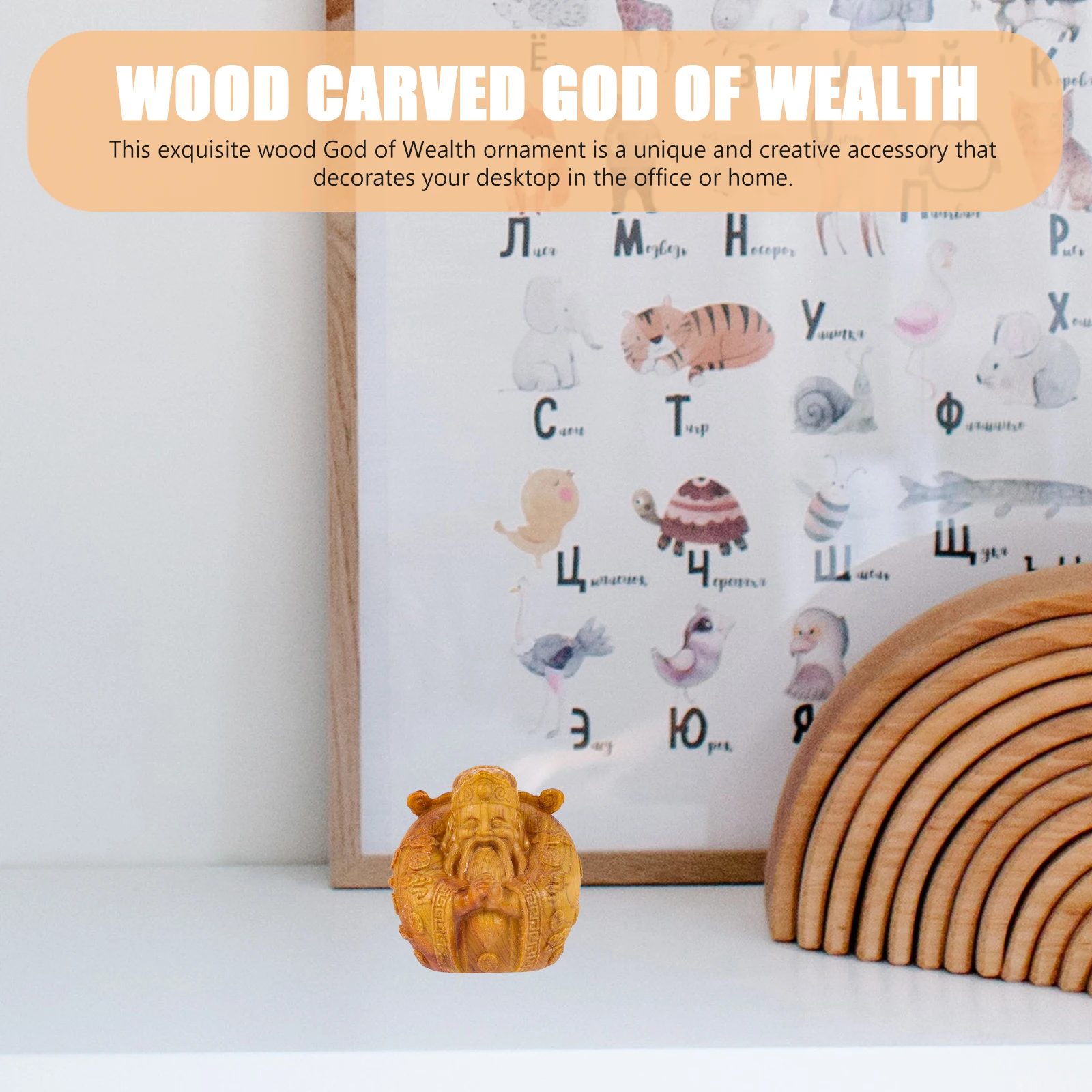 Wood Carved of Wealth Figurine Small Desktop nament Home Decor Wood Carving Of Wealth Miniature Statue Craft Gift