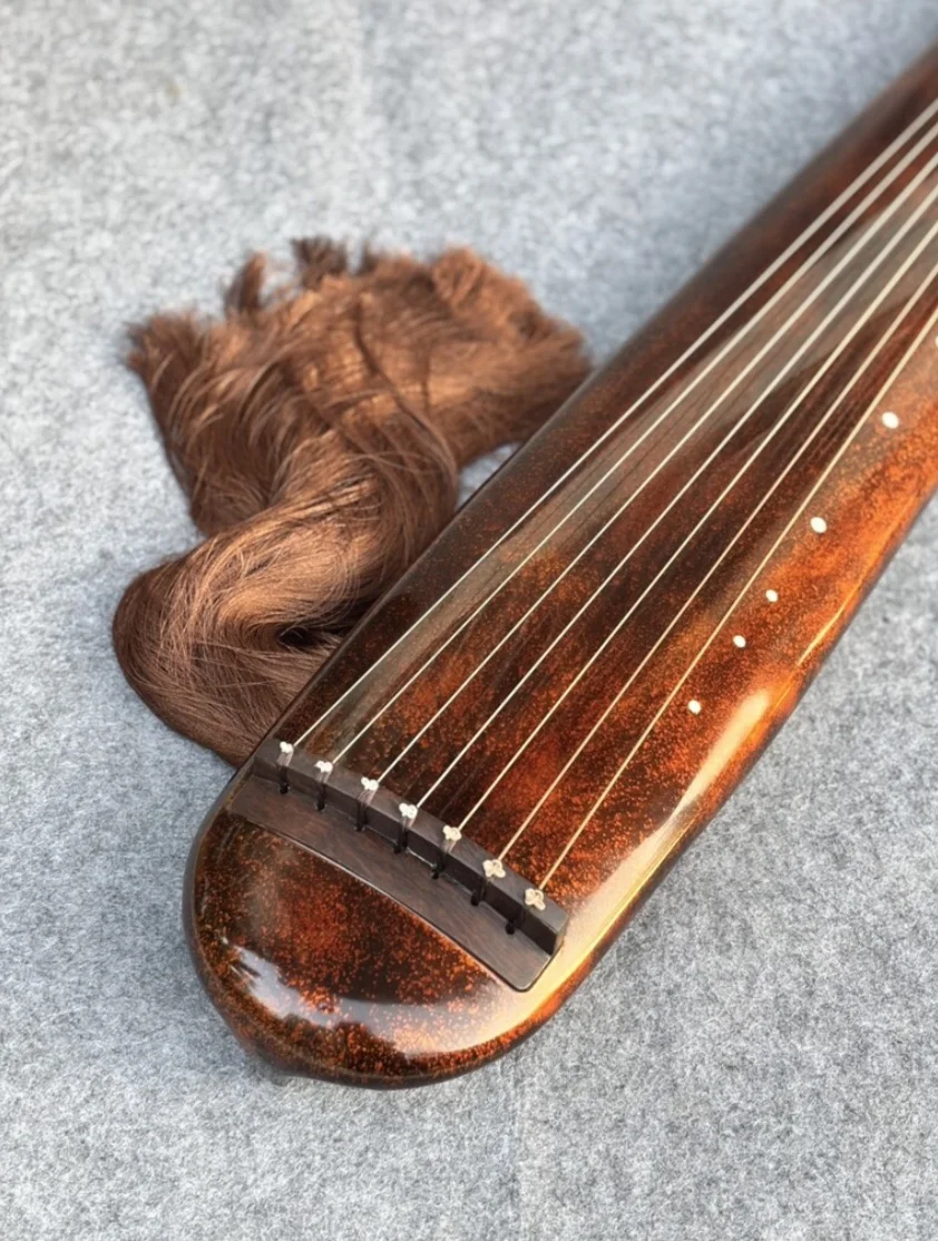 Hundun Style Guqin, Temple Aged Chinese Fir Soundboard, Deer Antler Frost Lacquer Base, Natural Raw Lacquer, Gold Dust Craft, Tr