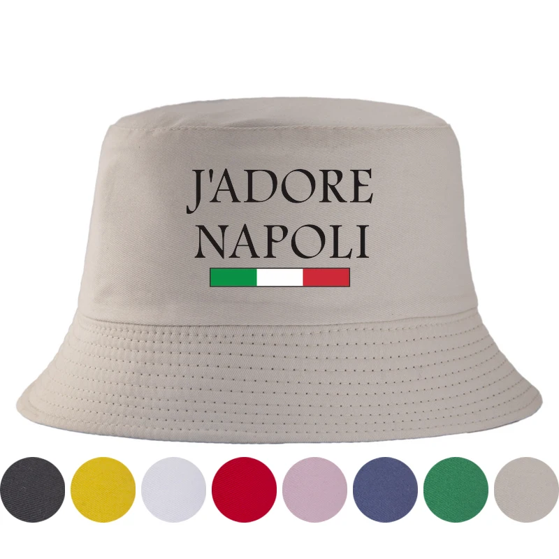 J'ADORE NAPOLI Reversible Bucket Hat Italy City Print Two-Sided Wear Unisex Fisherman Cap Summer Sun Hat Travel Beach Panama Hat