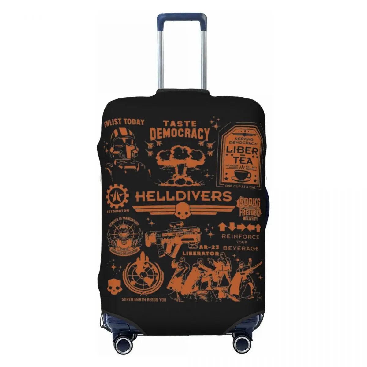 Helldivers Video Game Vintage Suitcase Cover Vacation Fun Luggage Supplies Travel Protection