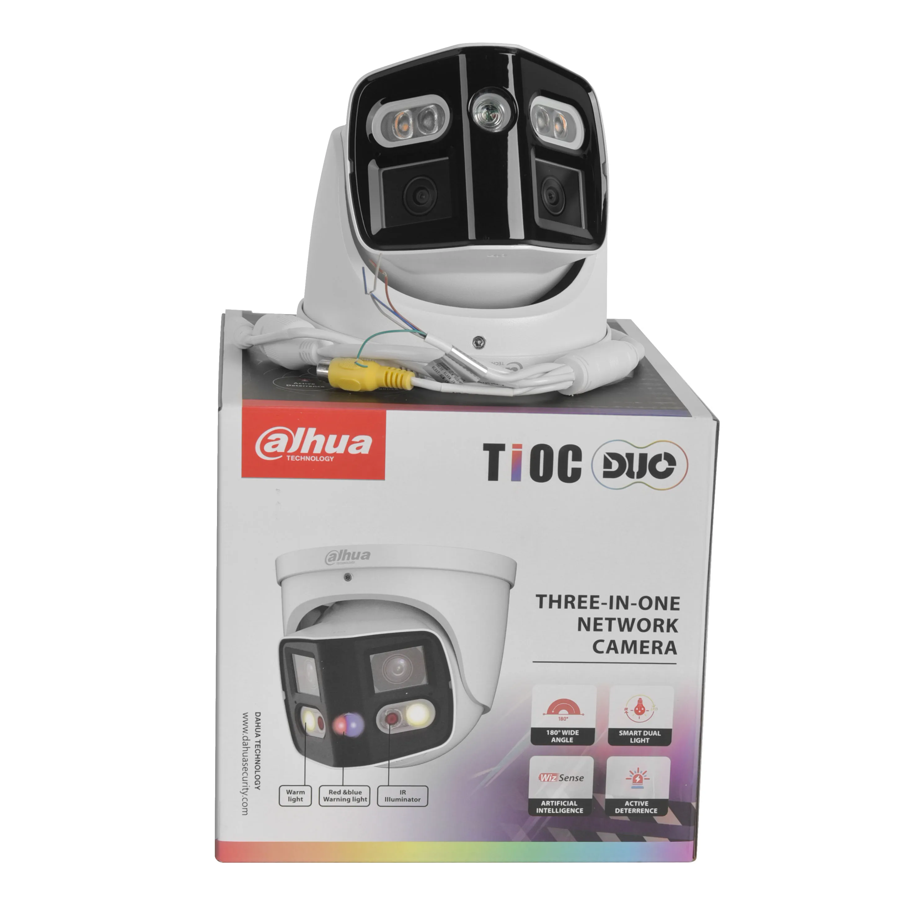 Dahua IPC-PDW3849-A180-AS-PV 2x4MP TiOC Duo Splicing Fixed-focal Eyeball WizSense Network Camera 180° 8MP Sound&Light Alarm CCTV