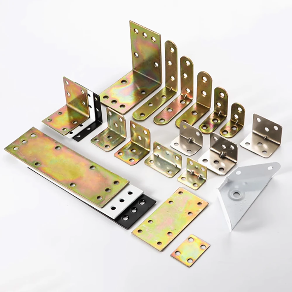 1-16Number L-shaped Iron Corner Code 90 Degree Right Angle Fixed Bracket Connector Furniture Bed Frame Cabinet Support Fixator