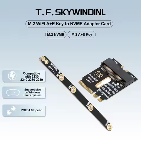 M.2 A E Key to NVMe SSD Adapter Caliper WiFi Slot to PCIe 4.0 x4 Converter Aluminum Heatsink for Laptops, Mini PCs