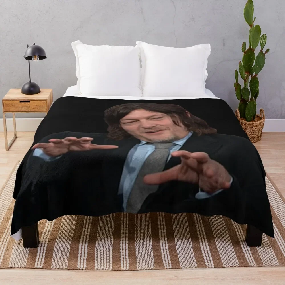 

norman reedus cat Throw Blanket Single Fluffys Large Soft Big Blankets