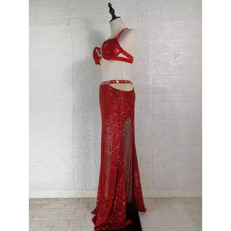 customized bellydance performance costume set belly dancewear samba carnival costumes indian clothes women skirt top bra