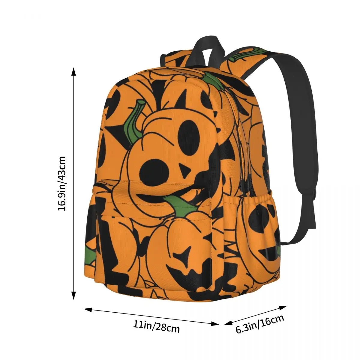Pumpkin Pattern Print Halloween Large Capacity Student Bookbag Casual Fashion Backpack Schoolbag Travel Bag
