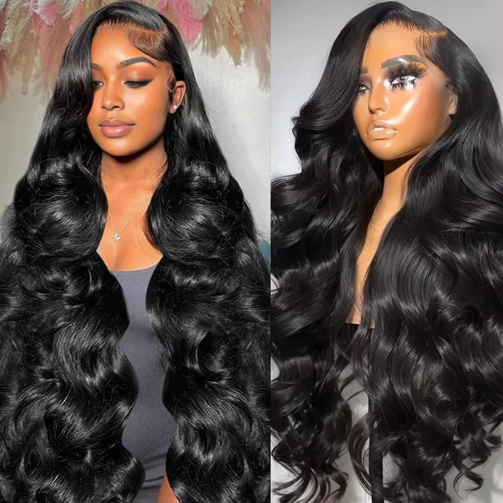 Natural Color Body Wave Wigs Human Hair 13x4 Full Frontal Lace 13x6 HD Transparent 7x6 Closure Lace Wig Pre-plucked 220% Density 46 Inch