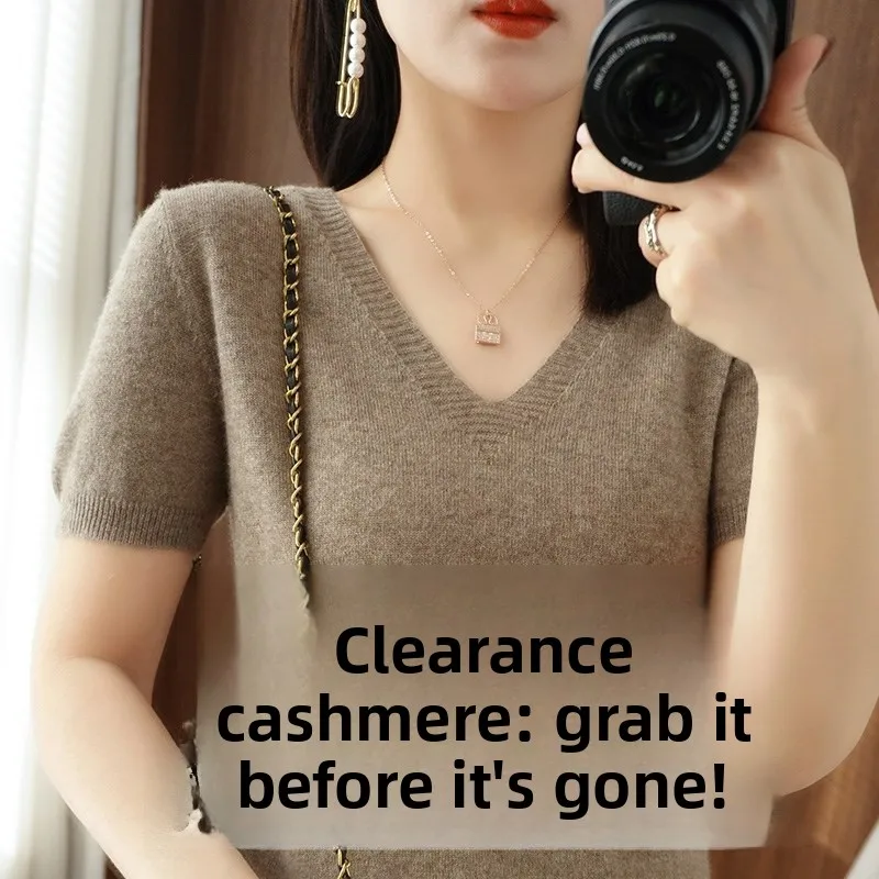 

Весенне-осенний шерстяной свитер с V-образным вырезом для женщин, летний трикотажный топ, облегающий, легкий, базовый слой