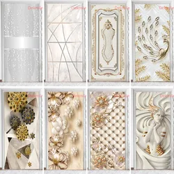 3D Relief Visual Stereo White Door Wallpaper With Glue Sticker Minimalism Stickers De Porte Doors Wall Paper Self Adhesive Mural