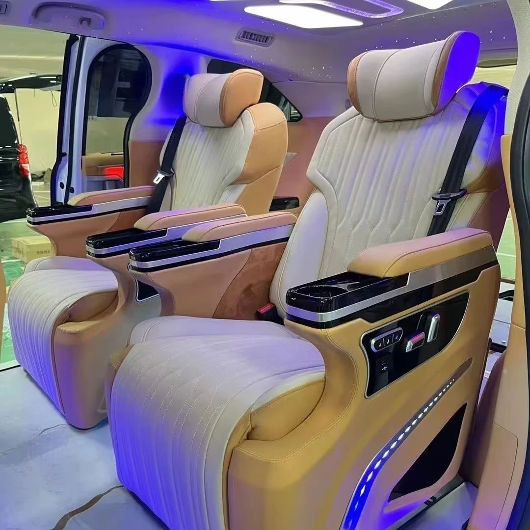Luxury Massage Captain Van Seat PU Leather For MercedesBenz VitoW447 Compatible With Alphard Toyota Models Interior Tuning Parts