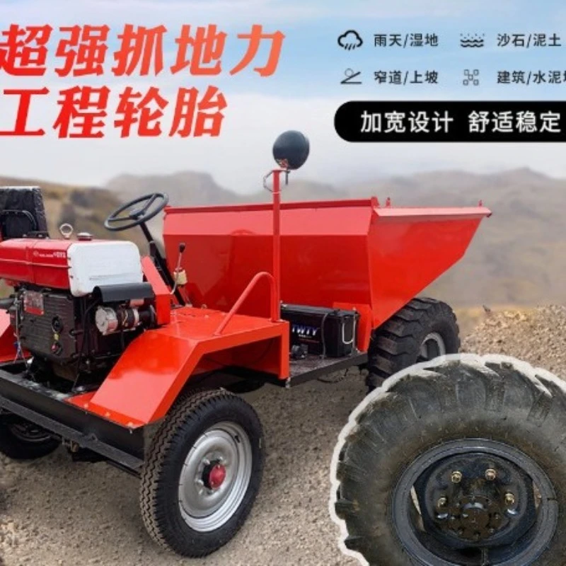 Small agricultural ride-on tracked transporter, earth transport loader