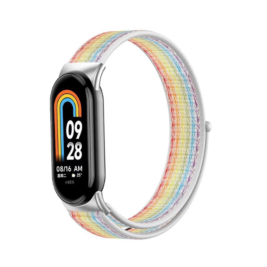 Xiaomi Mi Band 10 9 8用ナイロンループストラップ、通気性リストバンドブレスレット、スポーツPulseraウォッチバンド、Miband 8 9 NFCメタルジョイント対応