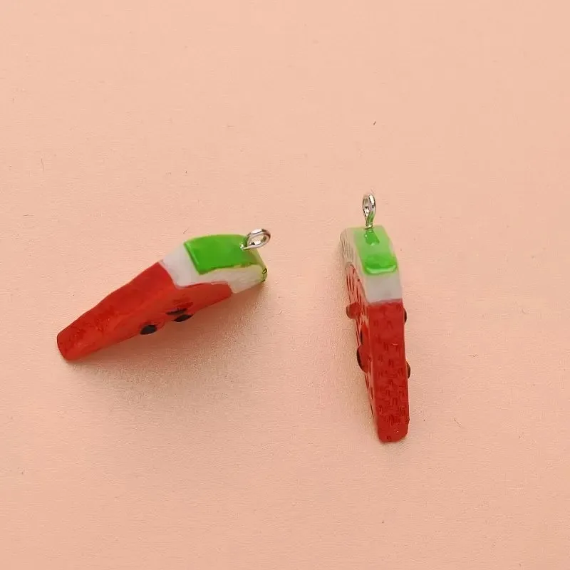 10Pcs Double Sided Triangle Watermelon Resin Charms Mini Fruit Pendants For DIY Earring Jewelry Making Crafts view 3