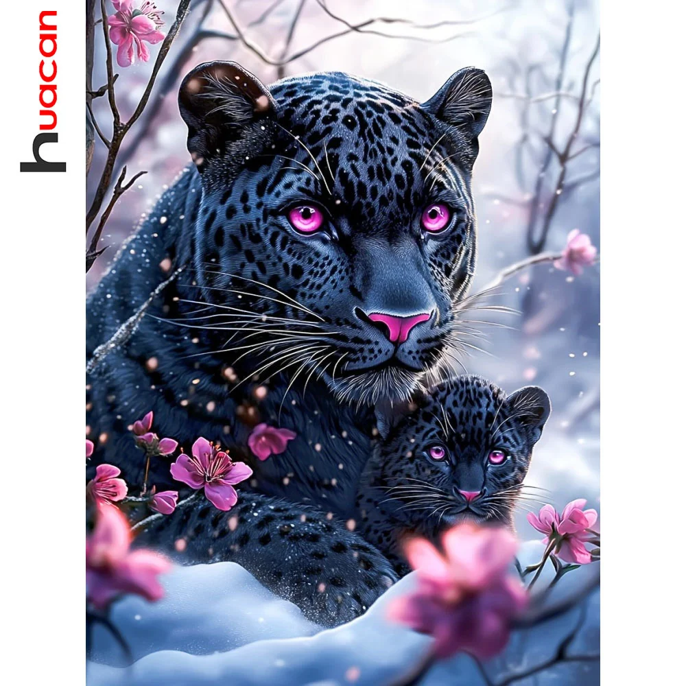 Huacan 5D DIY Diamant Malerei Leopard Blume Mosaik Kits Tier 5D Diy Schnee Landschaft Diamant Stickerei Home Decor