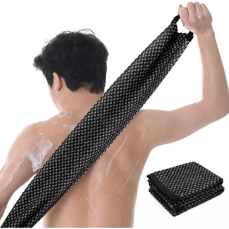 Exfoliating Scrub Bath Towel Body Back Wash Cloth Scrubber, Soft Shower Sponge Essential Bathroom Cleansing Accessories