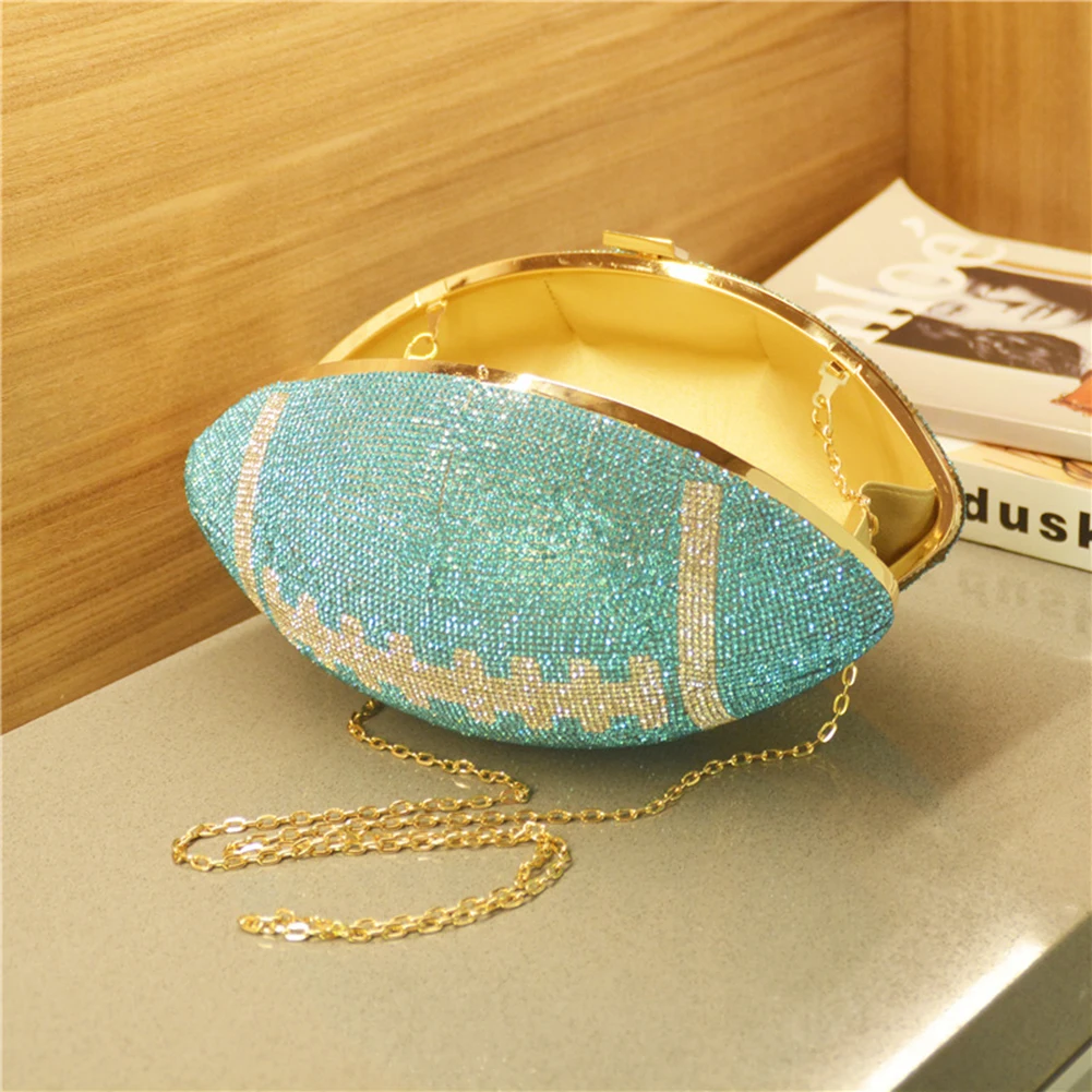 Rhinestone Dinner Purses Luxury Rugby Crystal Chain Evening Bag Shiny Diamond Banquet Bag 2024 Personality Ball Shape Clutch Bag