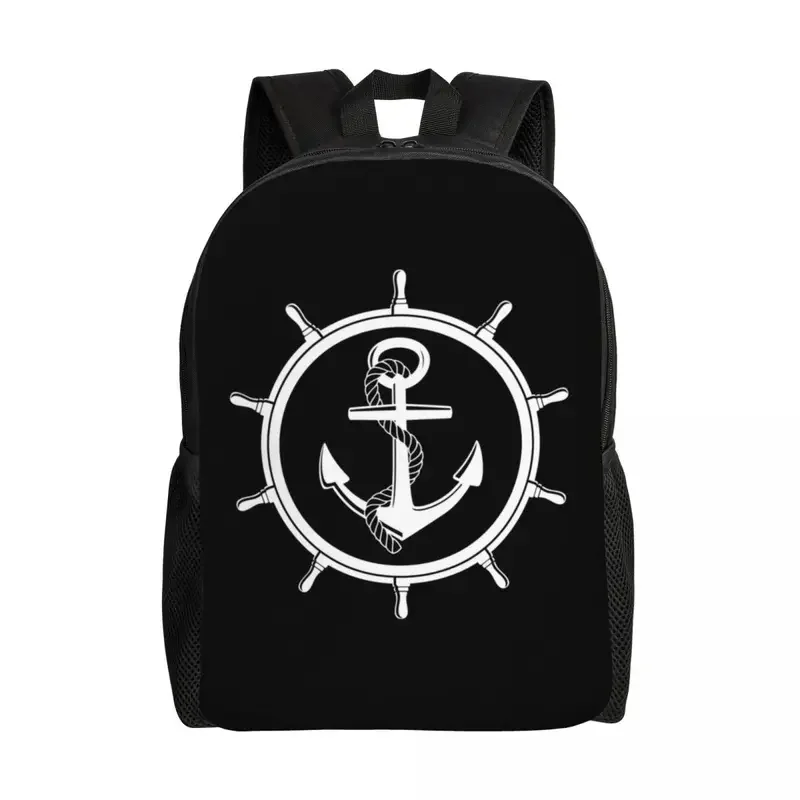 Custom Nautical Anchor Backpack for Women Men Water Resistant College School Marine Bag Printing Bookbag