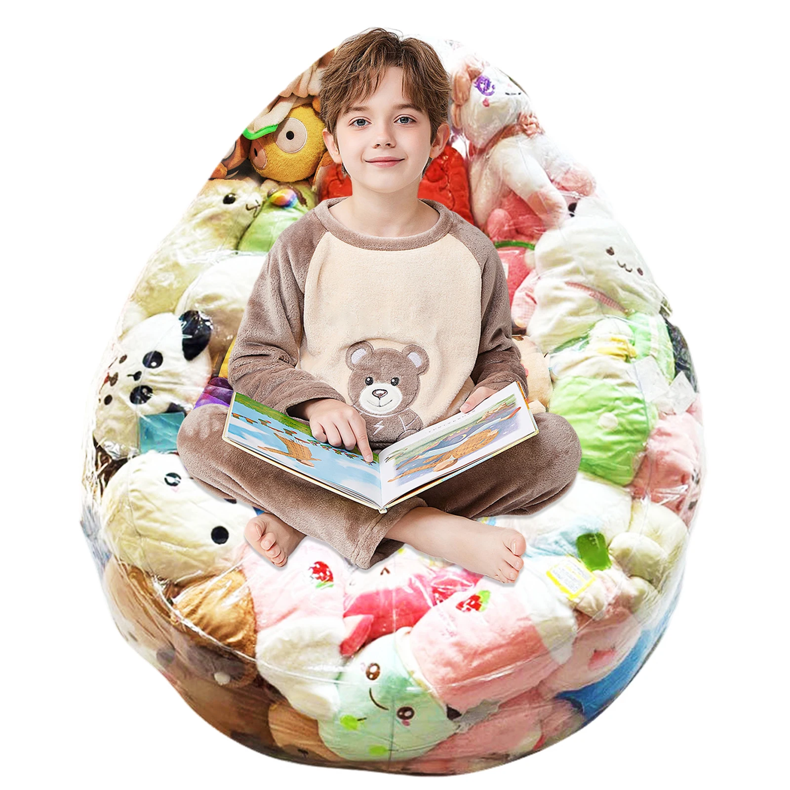 Clear Stuffed Animal Bean Bag Chair Cover Large Lazy Sofas Seat Cover Plush Toys Storage Child Adult Tatami No Filler Included