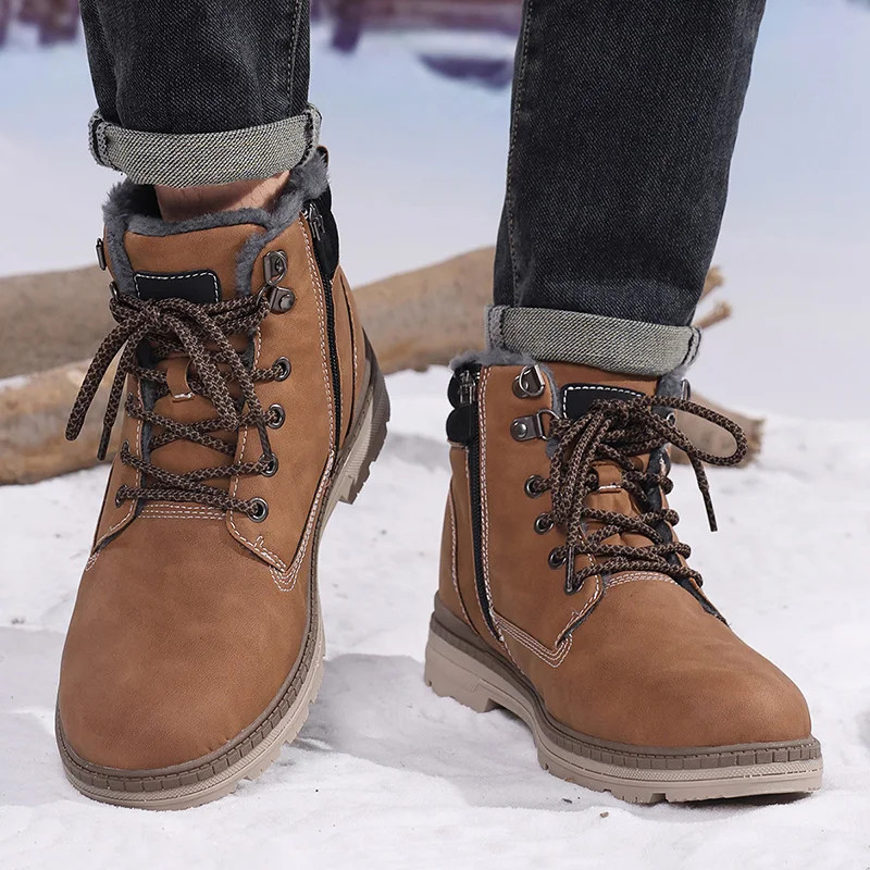 

Men Autumn Winter Snow Boots Fashion Casual Anti-Slip High-Top Boots Outdoor Hiking Sneakers New Warm Comfortable Shoes