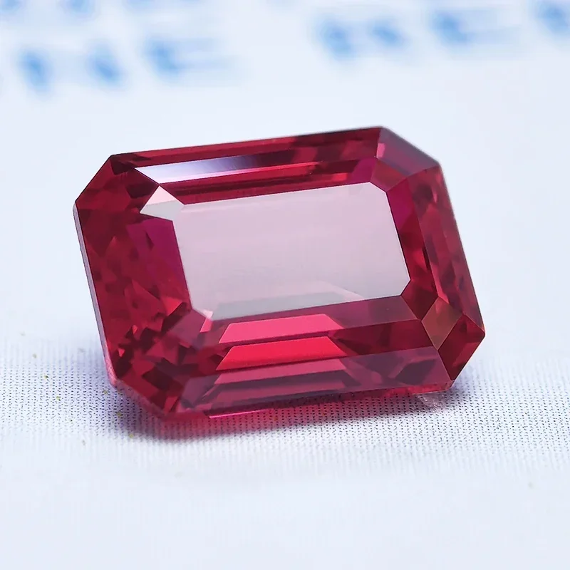 Lab Grown Ruby Emerald Cut Pigeon Blood Red Gemstone for Charms DIY Ring Necklace Earrings Materials Selectable AGL Certificate