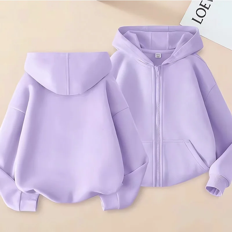 New Solid Color Children's Fashion Kids Boy Hoodies Zip Up Spring Autumn Girls Casual Zipper Sweatshirt Kids Hoodies Sweatshirt