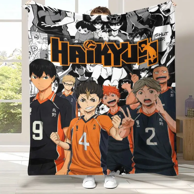 Cartoon Haikyuu Hinata Shoyo Volleyball Anime Flannel Blanket,Ultra Soft Plush Throw for Home Bedroom Bed Sofa Camping Picnic