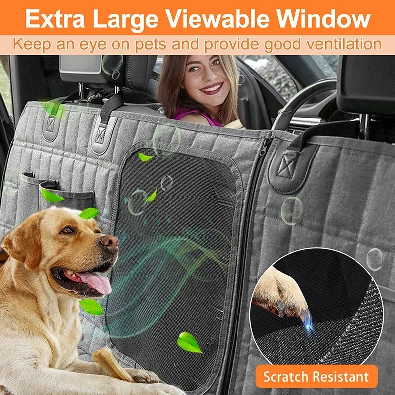 Benepaw-Dog Car Seat Cover, Waterproof Mesh Window Pet Vehicle Hammock, Scratchproof, Nonslip Puppy Backseat Cover for Trucks SU