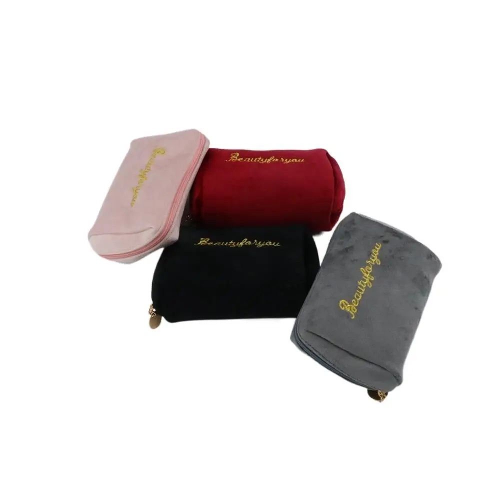 Women Simple Zipper Cosmetic Bags Handbags Velvet Makeup Bags Lipstick Pouch