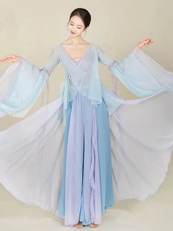 Abbigliamento per la pratica popolare di danza classica cinese tradizionale nazionale Yangko Hanfu abbigliamento elegante Costume da ballo moderno femminile