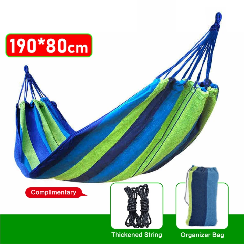 1-2 person extra wide canvas hammock outdoor camping backpack leisure swing portable hammock swing hammock with carry bag