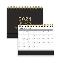 Grande Desk Calendar Dual Side Coil Book, Anual, Programação, Organizadores, Lista de Fazer, Mensal, Planejador Diário, Escritório, Material Escolar, 2024