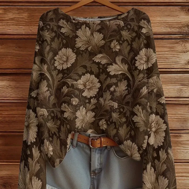 

Autumn Winter flower pullover woman Vintage sweaters Fashion Casual Chic Female Sweaters Streetwear Trendy Clothes