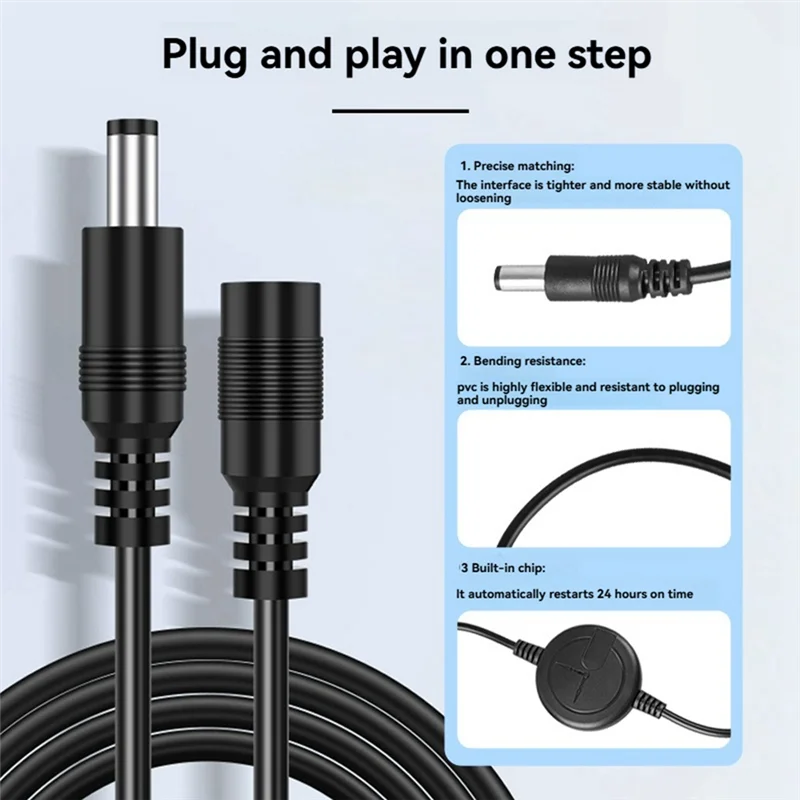 A73E-72 Hours Automatic Restart Router Reset Rebooter Cable DC5V-15V For Wifi Bridge/Cat Router/Repeater White